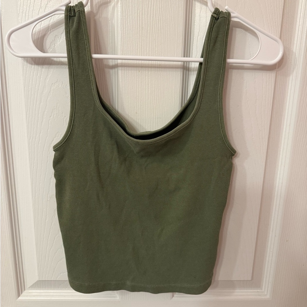 Old Navy Green Fitted Crop Tank Top